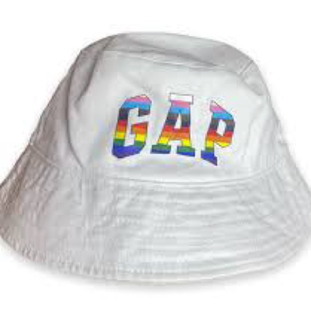 🍁 GAP White Bucket Hat with Colorful Logo Unisex One Size NWT